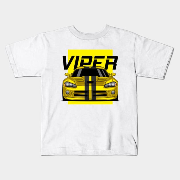 Yellow Front Viper V10 Kids T-Shirt by GoldenTuners